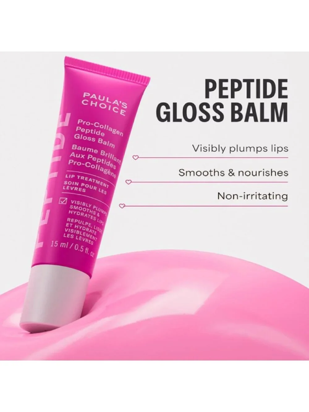 Hydrating Pro-Collagen Lip Balm - Glossy Finish, Non-Sticky, Sheer Tint